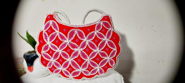 Handwoven beads red with White and pink purse/Bag for ladies/women/kids for any festive purpose