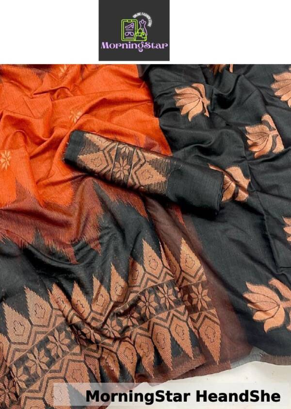 BANARASI SOFT SILK SAREE WITH HEAVY BROCADE WORK AND GOLD OR SILVER ZARI (LOOKING AS LINEN BANARASI)