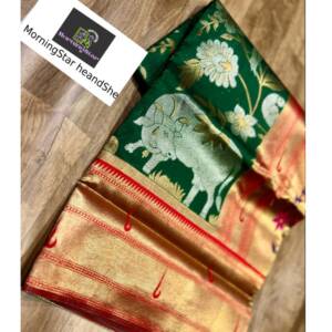 Green with Red kalamkari paithani saree