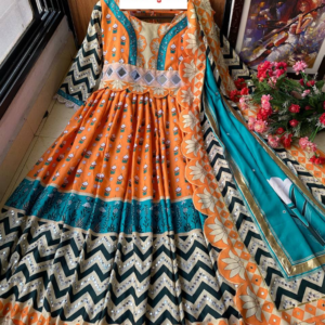 Orange Anarkali gown