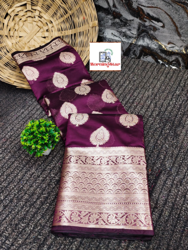 Wine MOrningStar Organza Saree